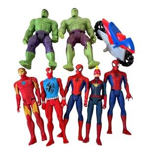 Lot of Marvel action figures 11' Hulk, Iron man Spider-Man